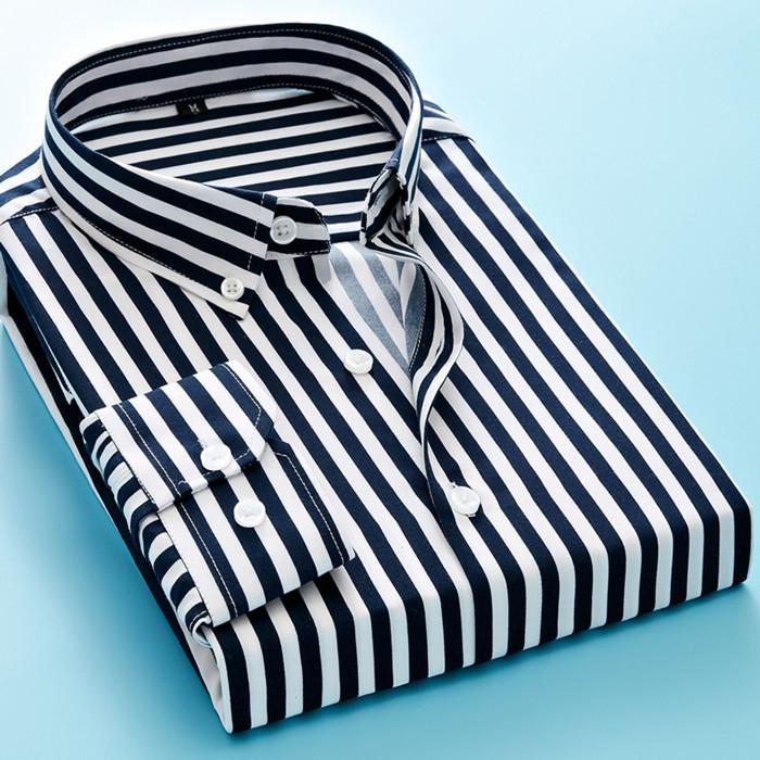 

2026 Мужская рубашка в стиле business casual с длинным рукавом Мужская M- 5XL Большого размера Рубашка Классическая в полоску Мужская Социальная рубашки Верхняя одежда M