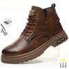 Mode Vattentäta Läderkängor Arbets Säkerhetsskor Herr Stålhätta Kängor Sidodragkedja Oförstörbara Skyddande Herrskor