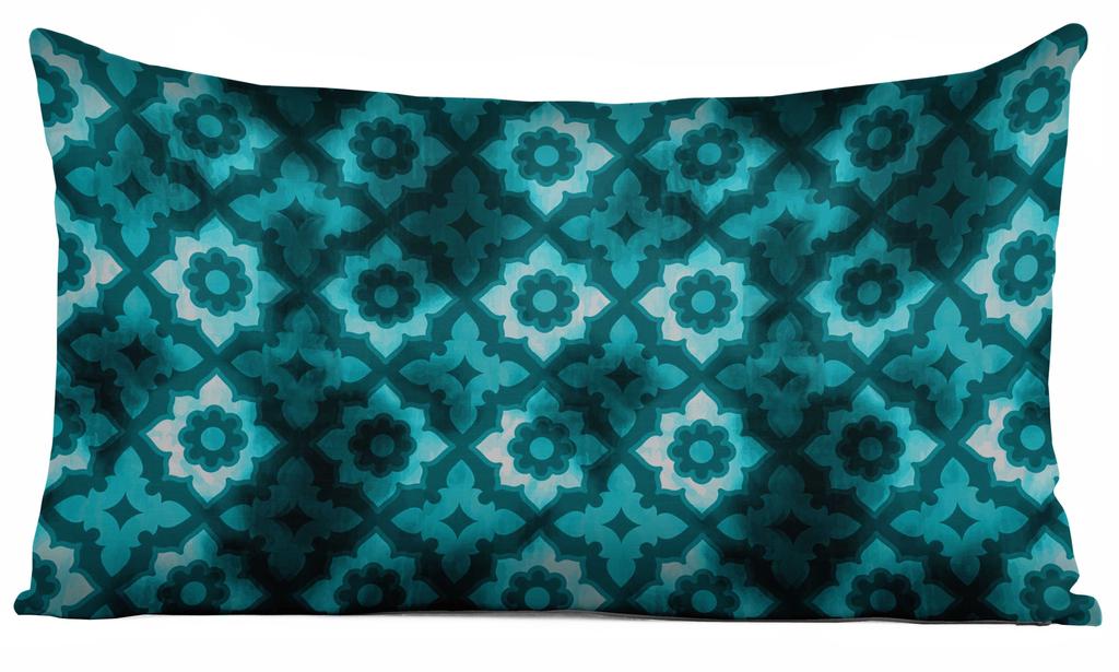 Vargottam Square Pillow Cover - Decorative Pillow Covers  12x12 Inches,  Printed  Teal Blue  Theme  Pillowcase,