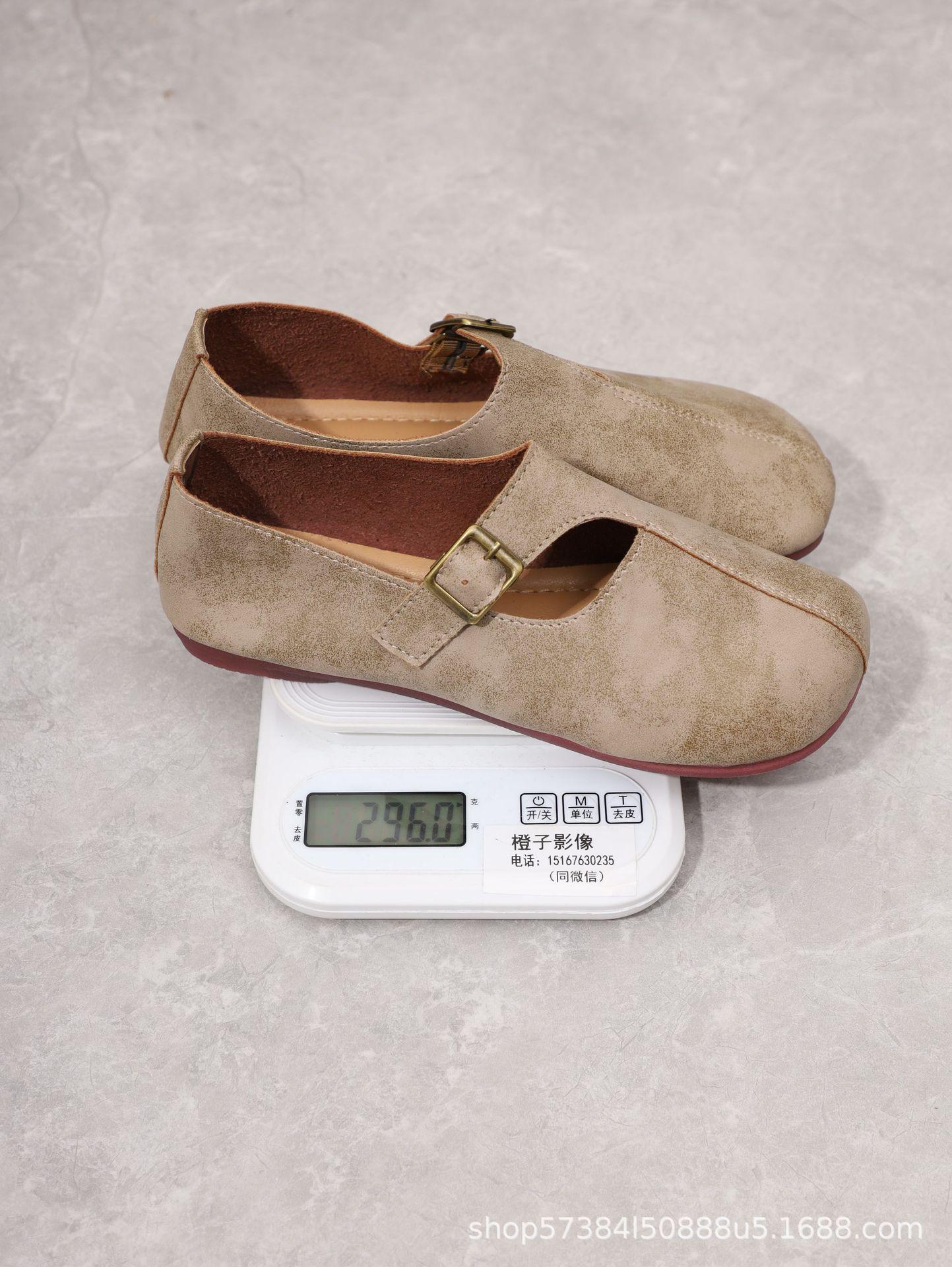 

Retro literary and artistic fan square head flat bottom Japanese ballet shoes Mori women s shoes foreign trade explosion flat shoes: shoe buckle 43 хакі