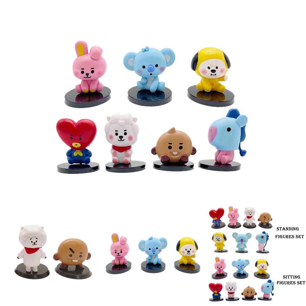 Bts Bt21 7pcs/set Baby Monitor Figures Ornaments Cake Topper Toys Gift