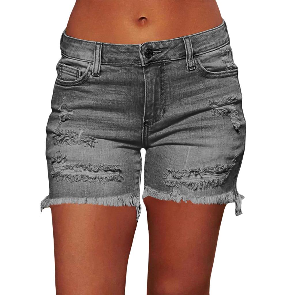 Damen Denim Klassisch Vielseitig High Waist Modische Shorts