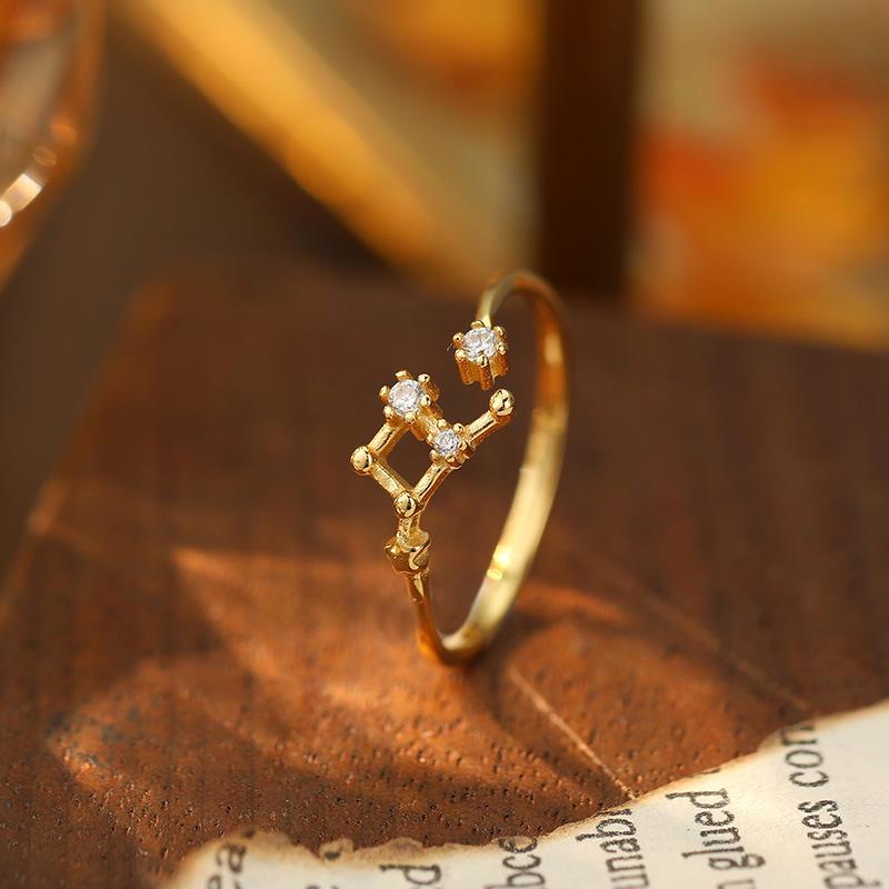 Banyan Tree S925 Silver Zodiac Constellation Ring - Women's Summer Simple Birthday Jewelry
