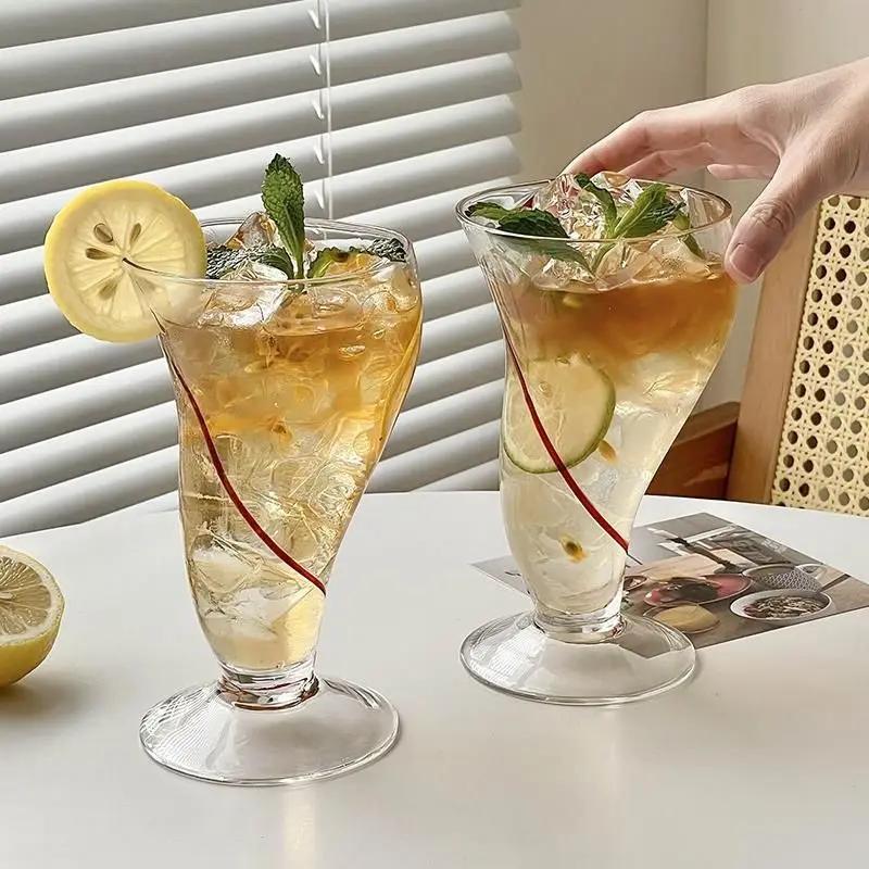 High appearance level glass juice drink glass cold drink glass Home Creative ins Wind ice cream milkshake cup Coffee cup
