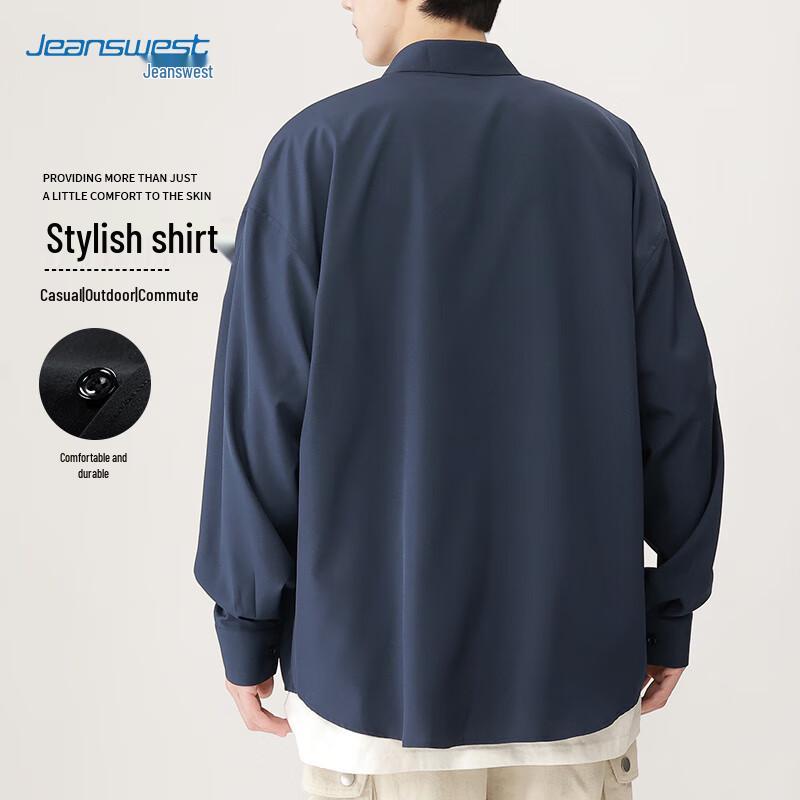 Jeanswest Herren Lässiges Unifarbenes Langarm-Button-Down-Hemd