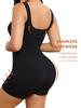 Women Yoga Romper Workout Ribbed Square Neck One Piece Seamless Tank Top Jumpsuit Underwear Black