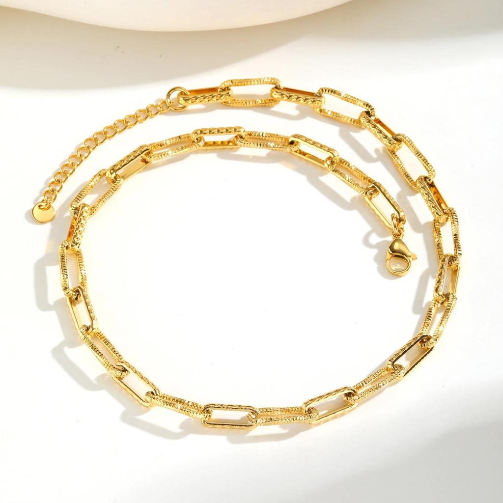 Gliederkette aus Edelstahl, vergoldet, Paperclip-Kette Choker-Halskette für Damen, Sommer Minimalistischer Schmuck