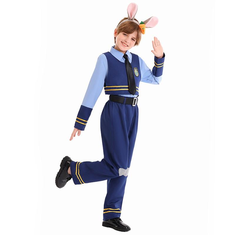 Kids Costume Stage Performance Rabbit Police Officer Outfit Long Sleeve Dance Children 3-8 Years