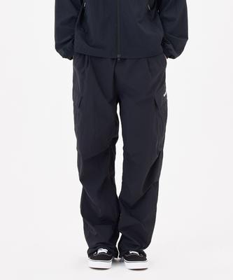 Nylon Belted Cargo Pants - Black