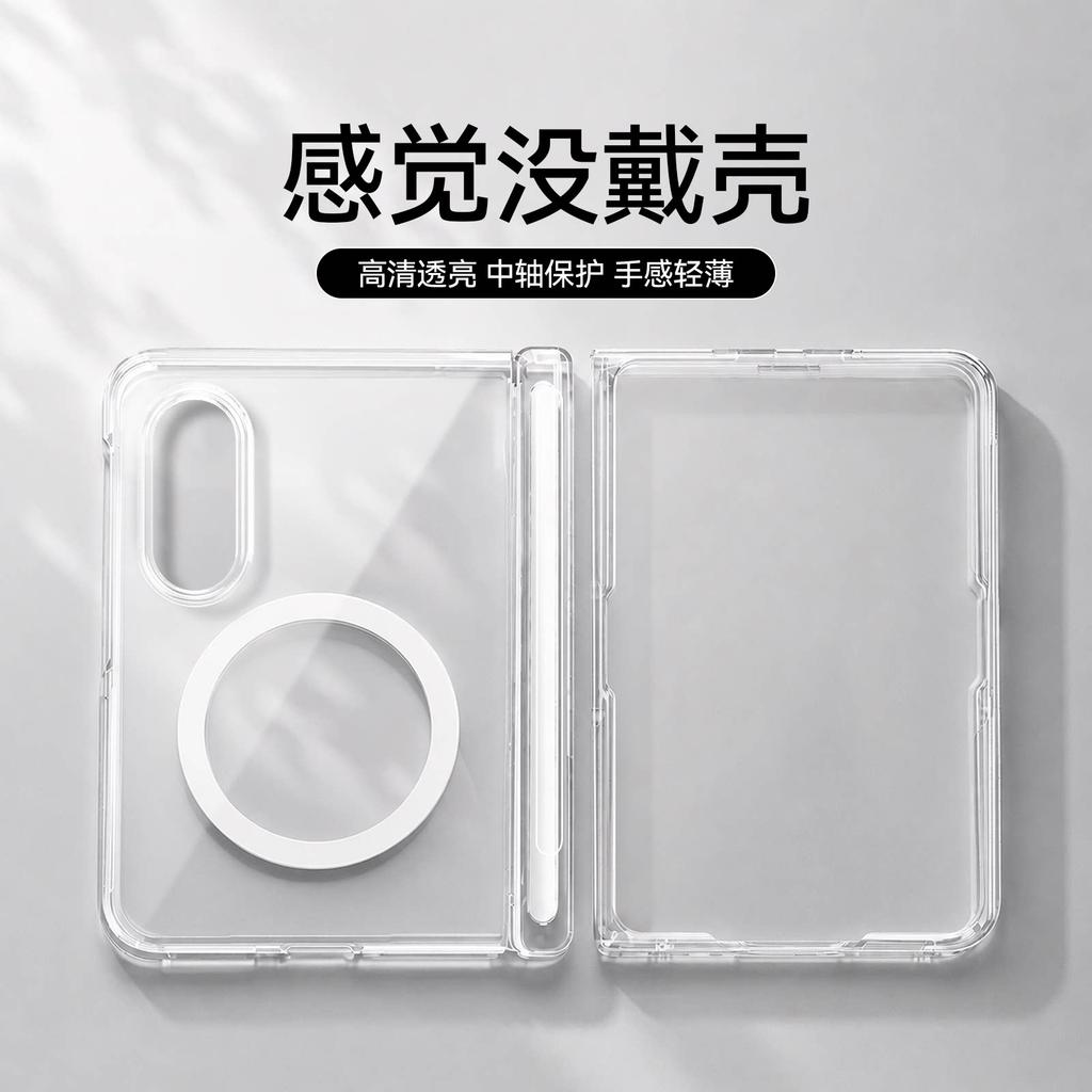Applicable to Samsung ZFold1 mobile phone case, new zfold1ultra transparent center axis hinge all-inclusive 1 magnetic anti-drop