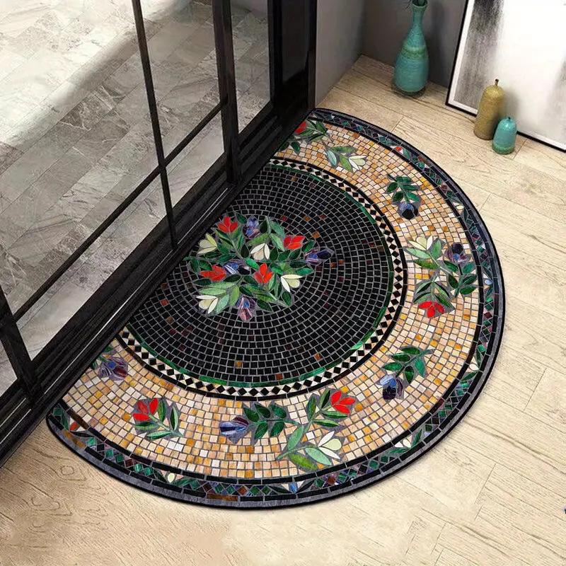 Half Round Floor Mat Suitable for Porch and Living Room Decoration Machine Washable