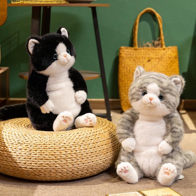 New Cute Simulated Stuffed Cat Plush Toy Sit Cat Soft Animal Pillow Girls Valentine's Day Gift