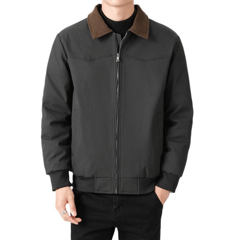 Mens Winter Warm Puffer Jacket With 50% White Duck Down Loose Fit Notched Collar Business Casual Outerwear