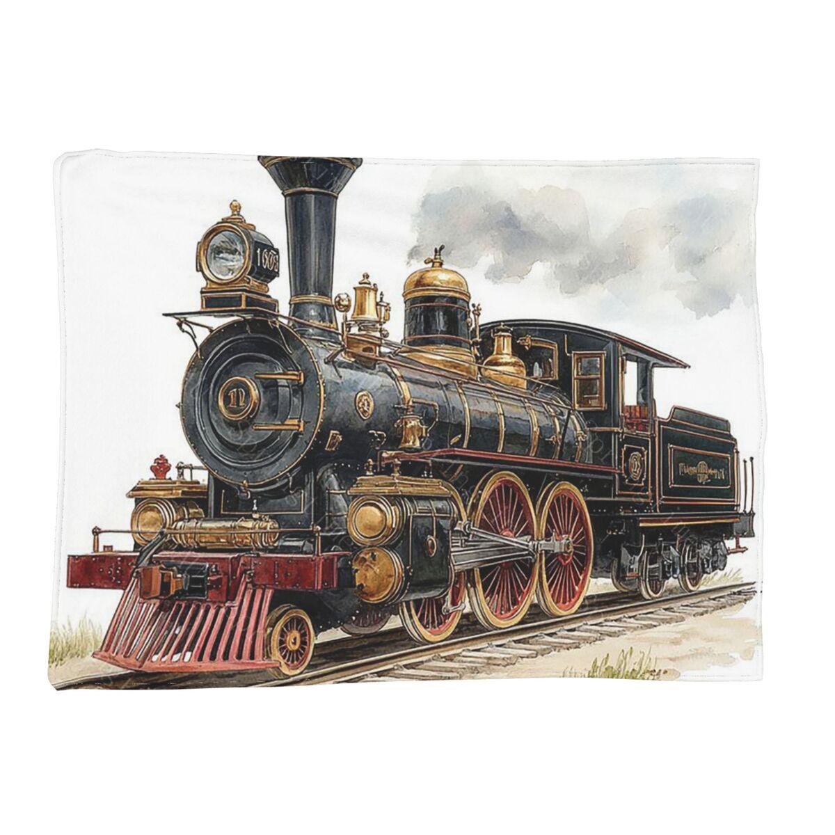 

The Steam Age Of Old Trains Blankets Soft Warm Flannel Throw Blanket Bedding for Bed Living room Picnic Travel Home Sofa 80x120cm