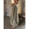 Bornladies Women's Retro Brown Lantern Pants High Waist Trendy Loose Fit Plaid Spring Summer Fashion Trousers
