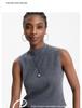 Lekasha Women's Cashmere Sleeveless Slim-Fit Sweater, Spring/Summer Wool Knit Base Layer, Half-High Neck.