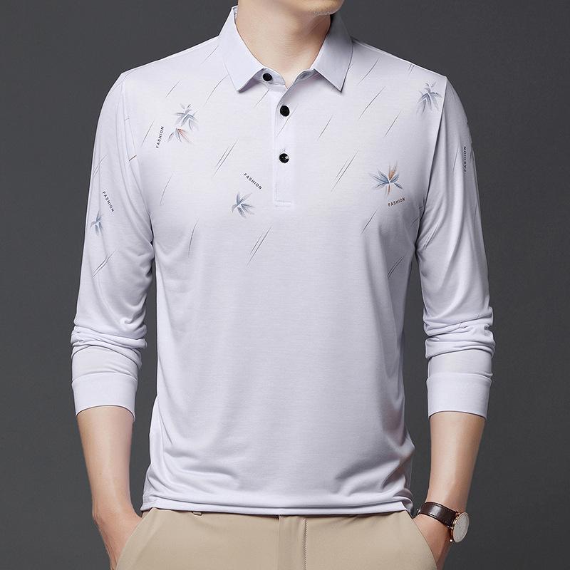 Herren T-Shirt Frühling und Herbst Neu Mittleren Alters Business Casual Langarm Revers Papa Poloshirt