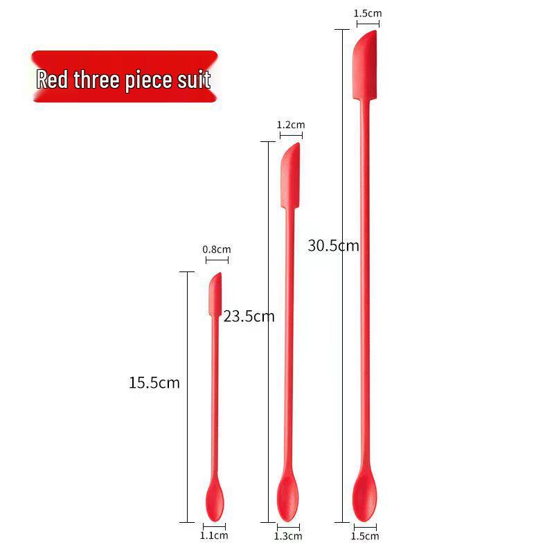 3-Piece Silicone Double-Headed Mini Spatula Set: Cosmetic Digging Tools & Sauce Spreader