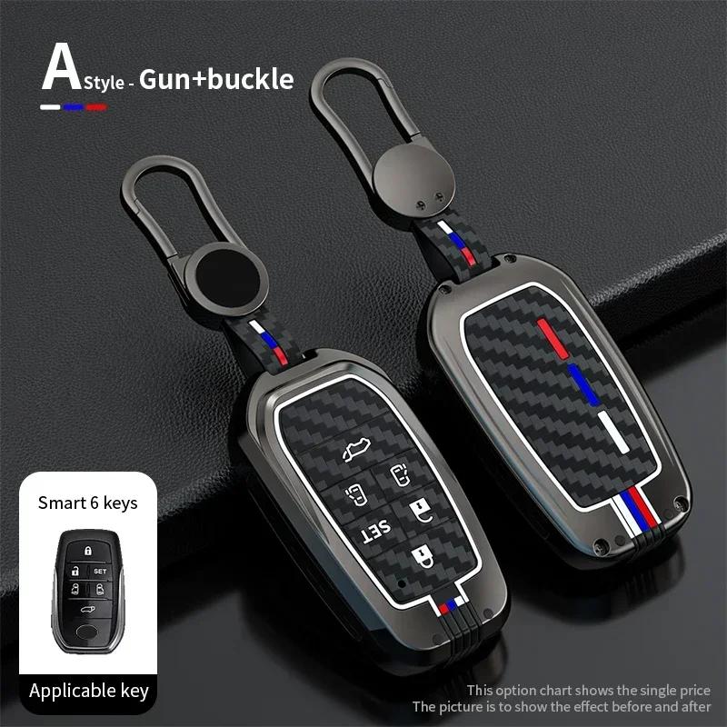 Alloy+Carbon Fider Car Key Case Holder Chain Toyota Alphard VELLFIRE 2012 PREVIA 2019 2020 2021 Car Interior Accessories