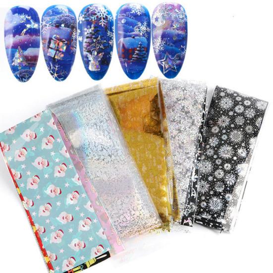 50 pezzi di adesivi per unghie effetto visivo lucido decorativo 6 stili fantastici carte per nail art a tema natalizio decalcomanie di trasferimento per salone