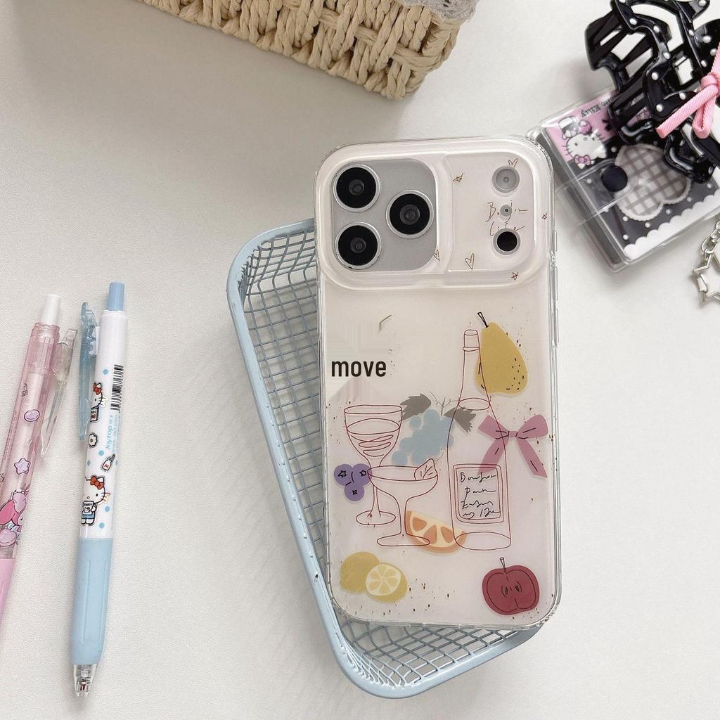 Korean Style Illustrated Graffiti iPhone 17/16 Pro Max Double Layer IMD Case