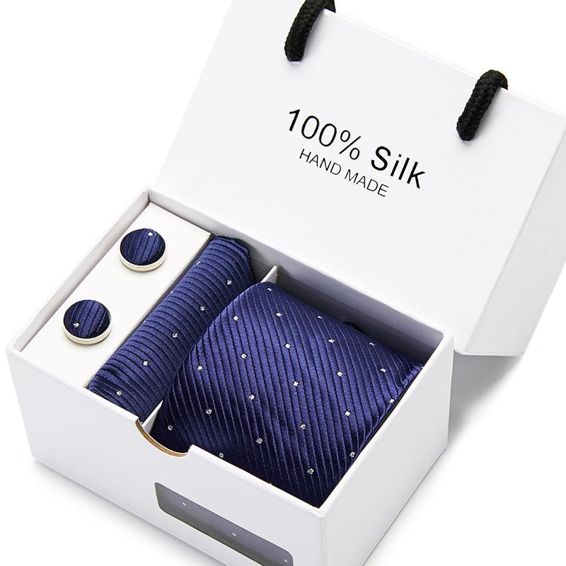 Men'S Tie Gift Box 5-Piece Set Tie Pocket Towel Scarf Cuff