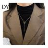 Triangle Pendant Necklace Women Y-Drop Lariat Elegant Sweater Adjustable Fade-resistant Geometric Gift for Wife Girlfriend Daily Wear Jewelry Stylish