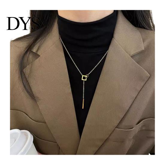 Triangle Pendant Necklace Women Y-Drop Lariat Elegant Sweater Adjustable Fade-resistant Geometric Gift for Wife Girlfriend Daily Wear Jewelry Stylish