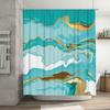 Modern Blue Gold Marbled Shower Curtain For Bathroom Decor 72X84 Inch Shabby Chic Bath Linens With Rod Pocket