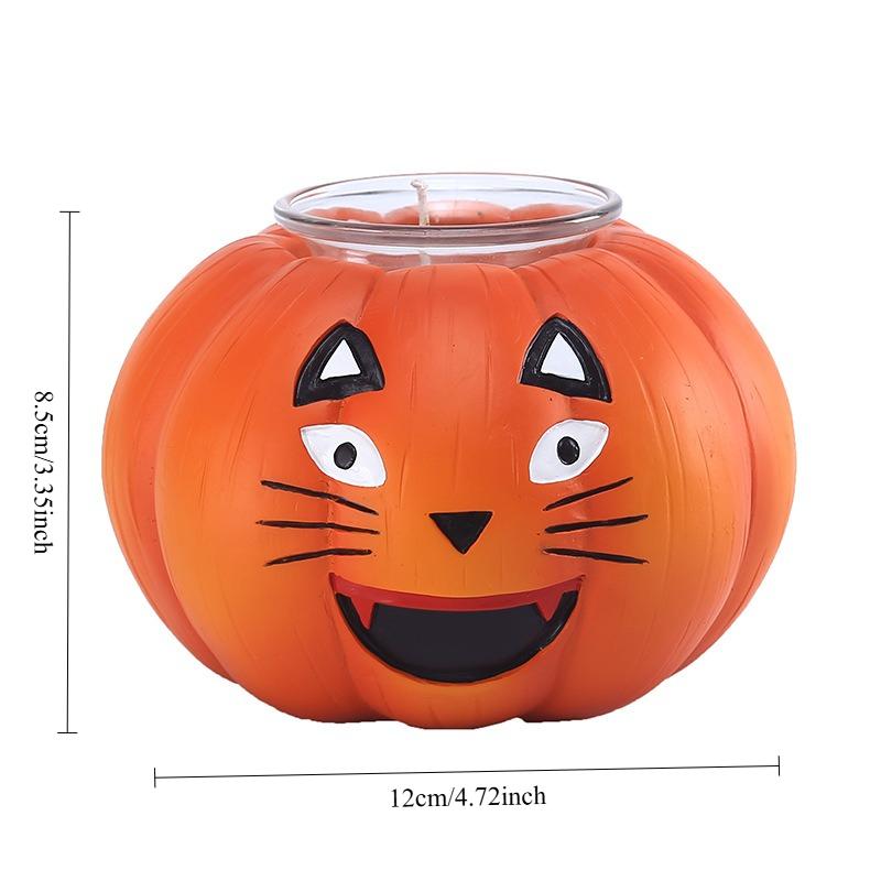 Halloween Pumpkin Lamp Decoration Creative Ghostface Pumpkin Candle Holder Outdoor Indoor Home Party Desktop Resin Ornaments