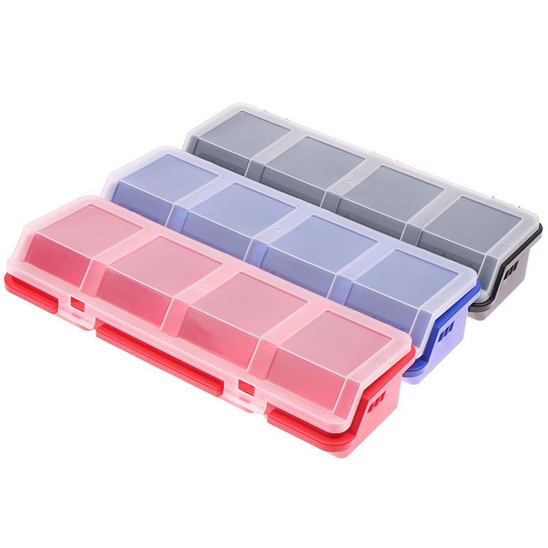 Screw Organizer Box Blue Red Black Parts Storage Box 4 Compartments With Lid Plastic Tool Part Bin