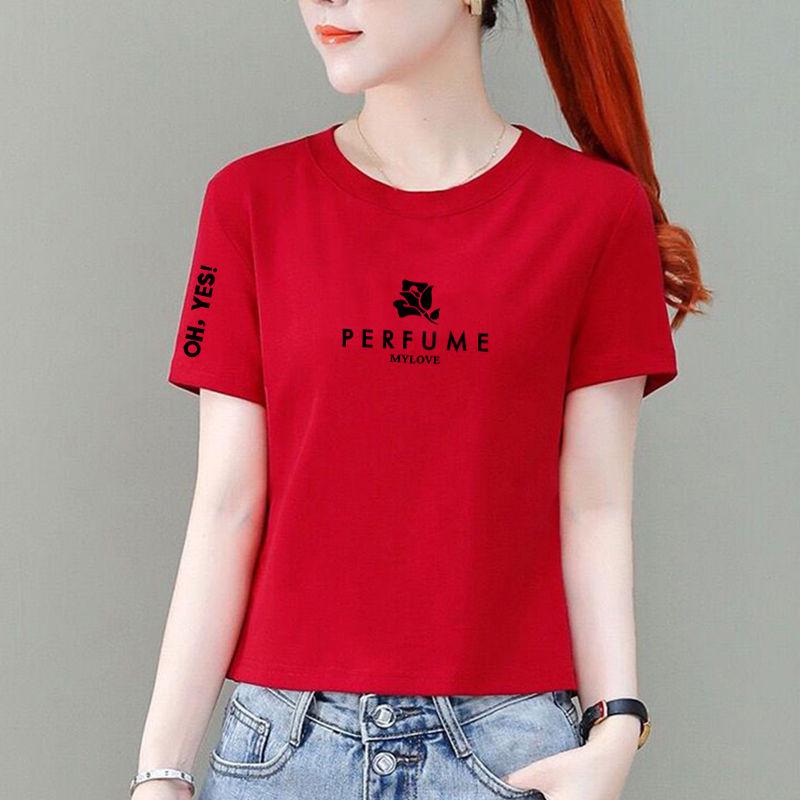 Women's White Pure Cotton Short Sleeve T-Shirt, Korean Style, Loose Fit, Petite High Waist, Versatile Fashion Top