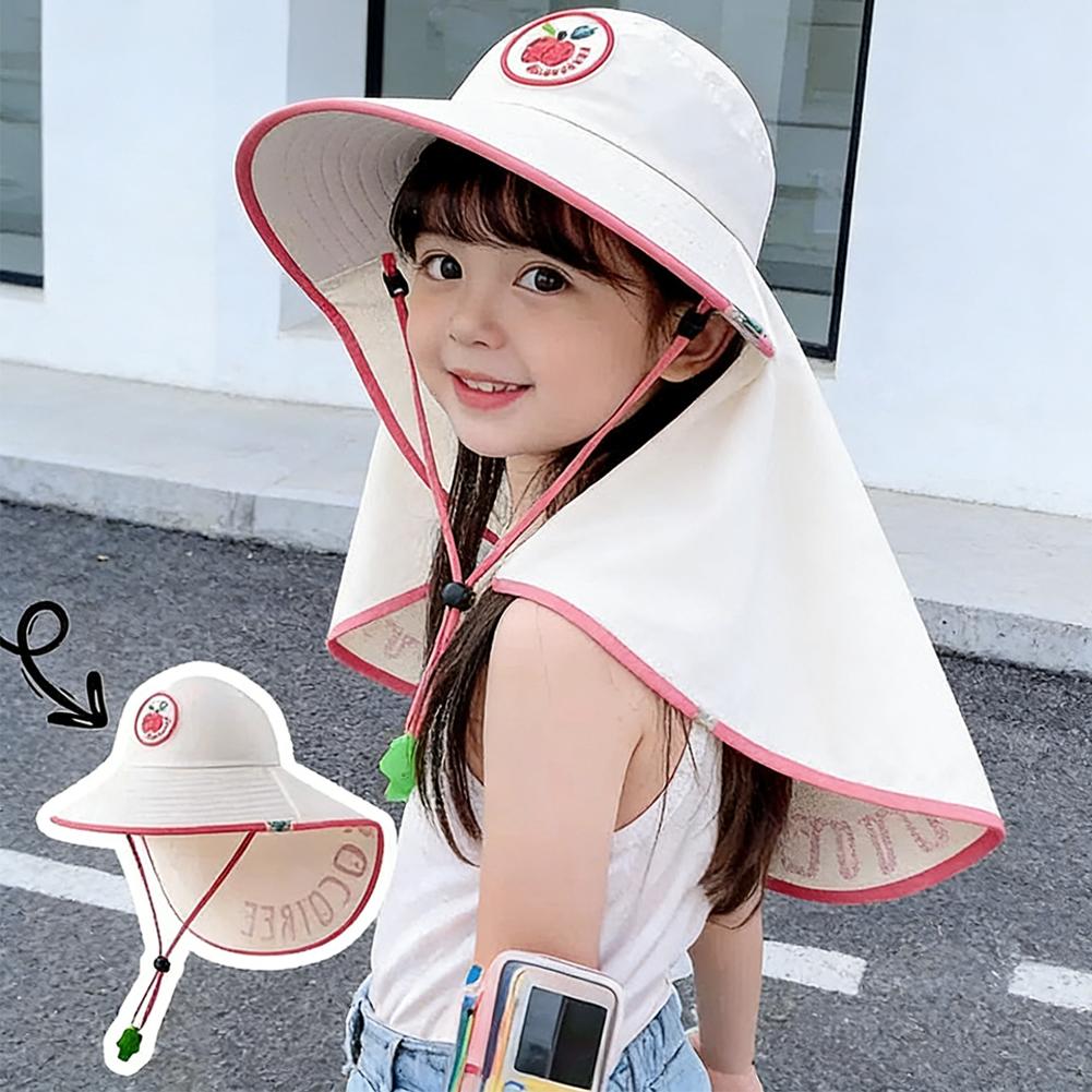 Summer Large Brim Caps Children Empty Top Breathable UV Protection Beach Travel Hats Cartoon Adjustable Sunshade Outdoor Hats