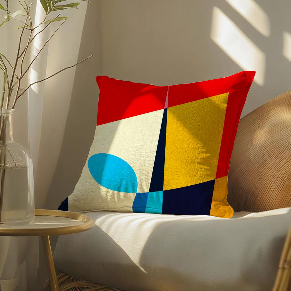 Abstractcurvecontrastingcolors Pillow Case Pillowcase, Double-Sided Printed, Sofa Cushion, Bedroom Headboard