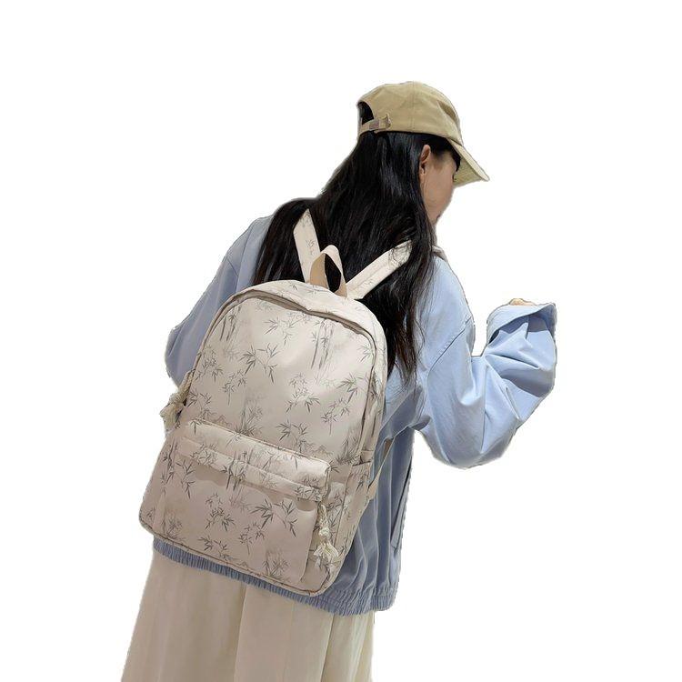 Schoolbag Tie-dye Ins Simple National Style Bamboo Bag Printing Junior High School Student High School Student Junior High School Backpack Backpack