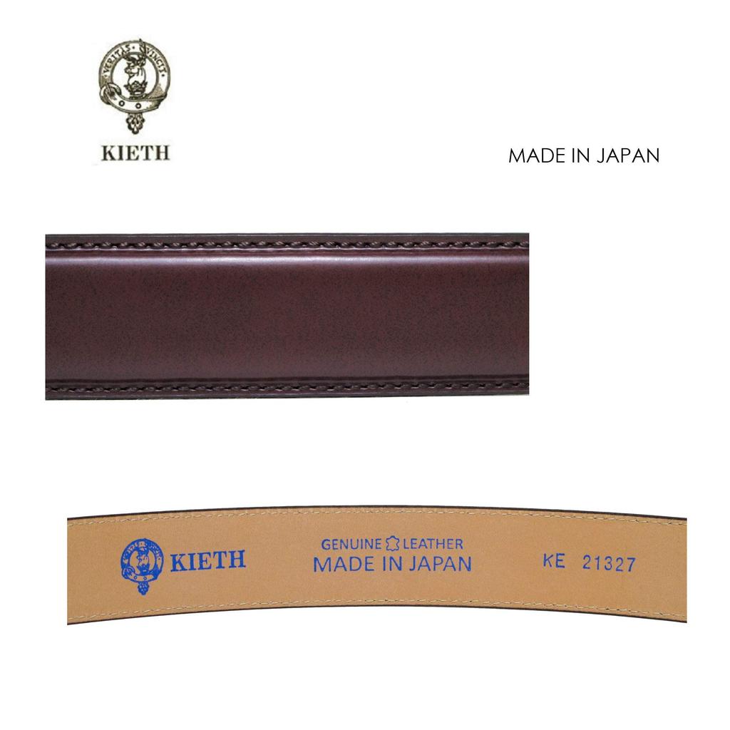 [KIETH] Men's Business Belt, Cordovan-style Cowhide Leather, Wine Color, 30mm Width, Adjustable Size, Made In Japan, KE21327-69