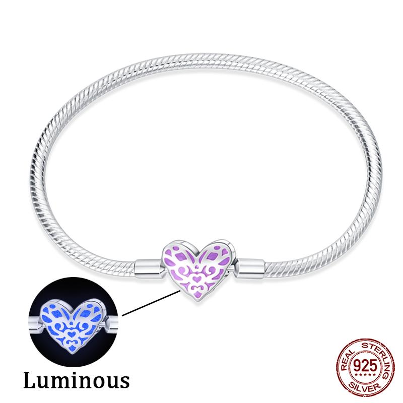 925 Silver Snake Chain Heart Butterfly Cat Claw Bracelets Fit Pan Charms Beads Fashion DIY Jewelry Gift Making