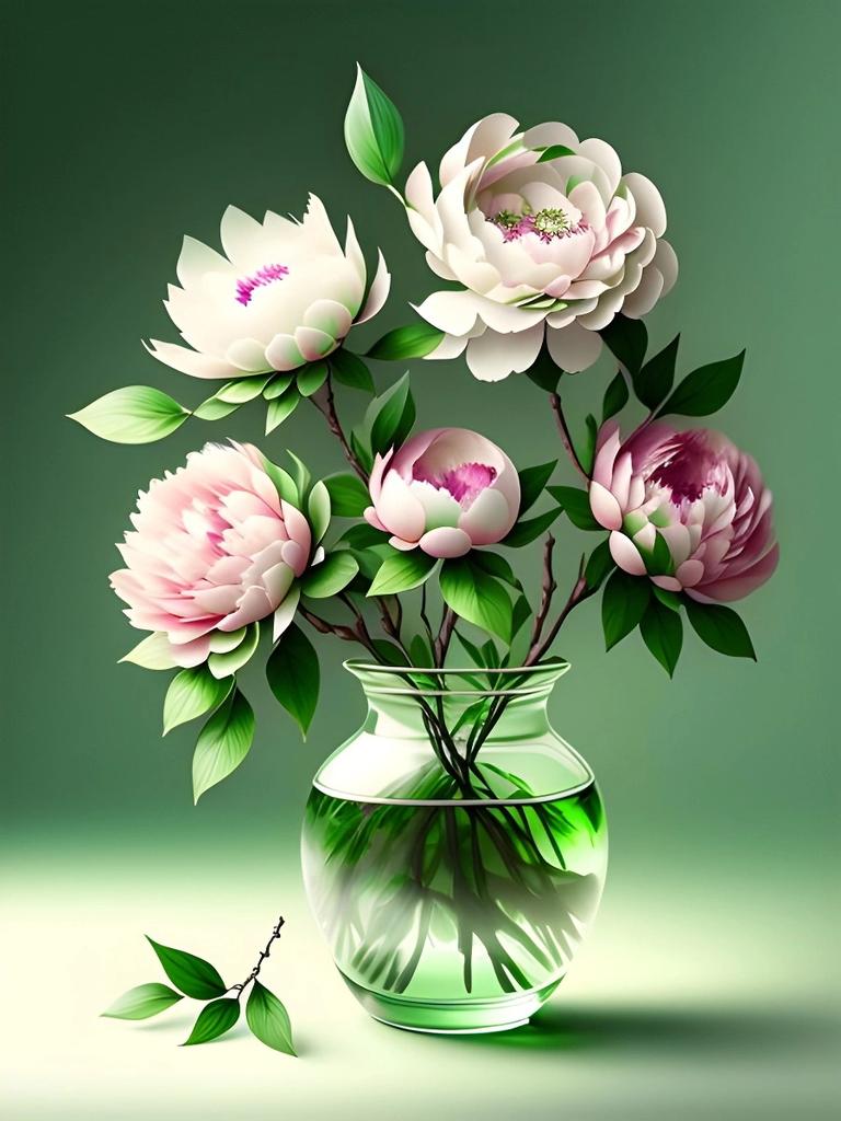 Diamant-Malerei Pfingstrose Blume voller Platz Runde Kamelie Mosaik Vase Bild Strass Stickerei Dekor für Zuhause