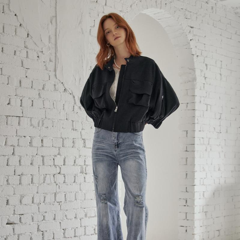 Maxza Out Pocket Loose Fit Blouson Crop Jumper Cd08qj301on