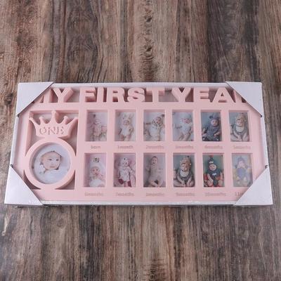 Plastic Baby Keepsake Frame First Year Decorative Monthly Growth Picture Frame Rectangle Commemorative Album Keepsake Display
