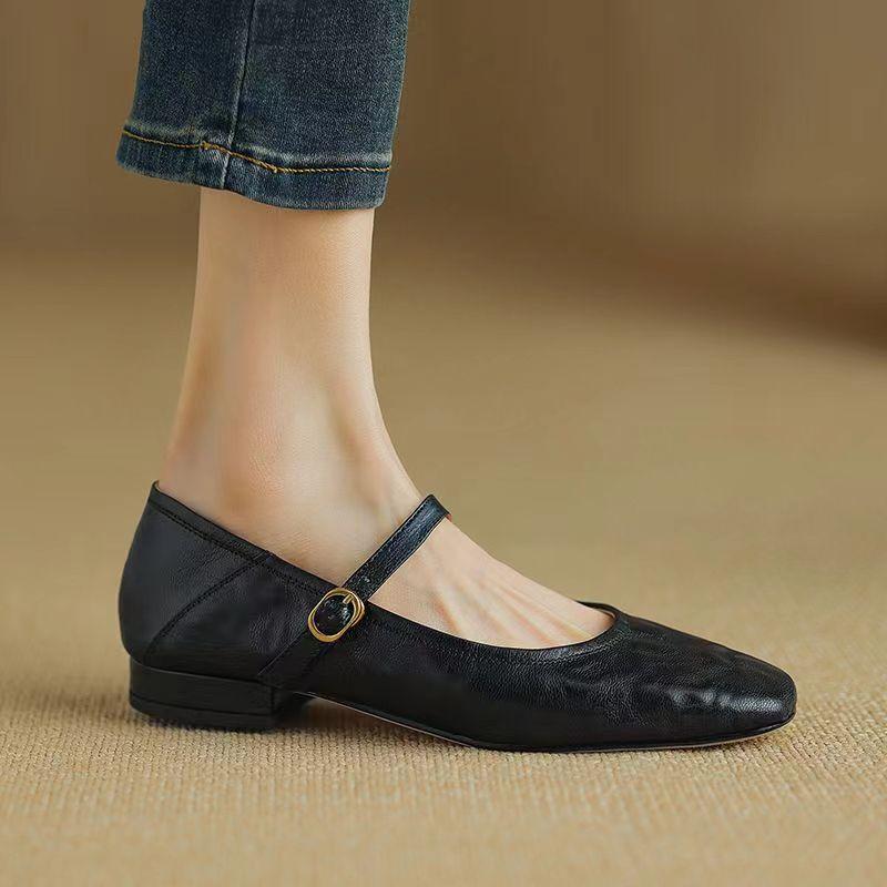 Fashion Flat Shoes for Women New Style Fashion Spring Autumn Shallow Luxury Mary Jane Shoes Retro Big Size Ladies Shoes Loafers Women