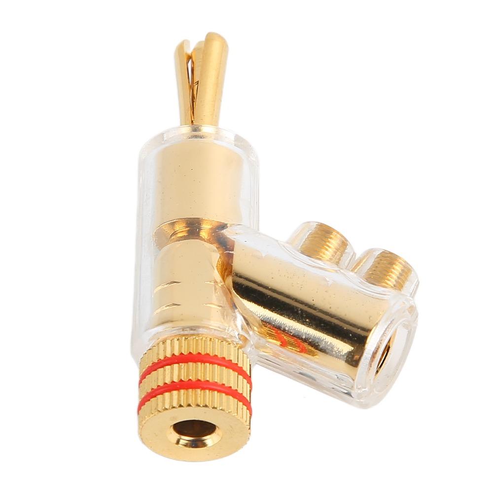 1 Pair Gold Plated Speaker Wire Connectors Solderless Speaker Plugs  Amplifier Systems