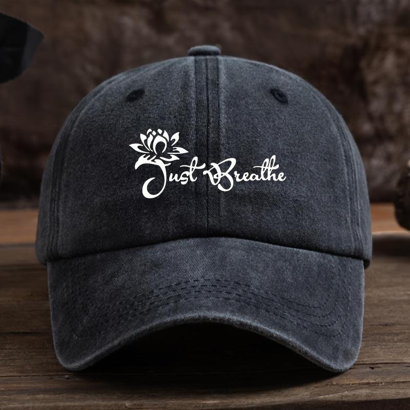 Lotus Just Breathe letter print baseball cap unisex outdoor fashion hat
