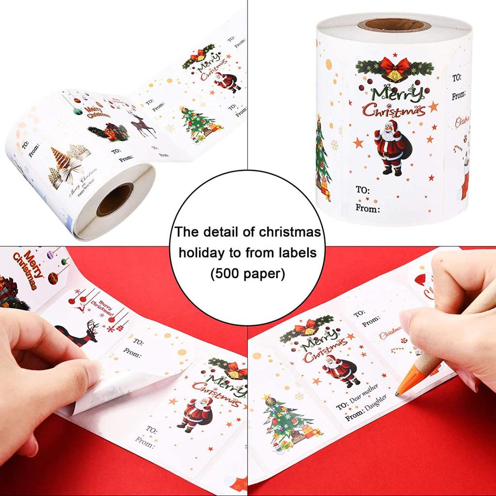 300 Stickers Roll Pack Christmas Holiday Decoration Gift Series Self Adhesive Stickers And Labels