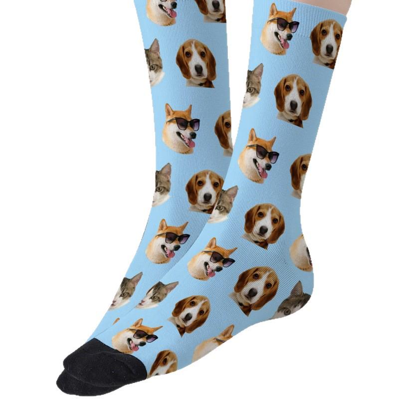 Șosete DIY cu Imprimeu 3D al Feței - Cadou de Crăciun Personalizat din Poliester cu Design 360°