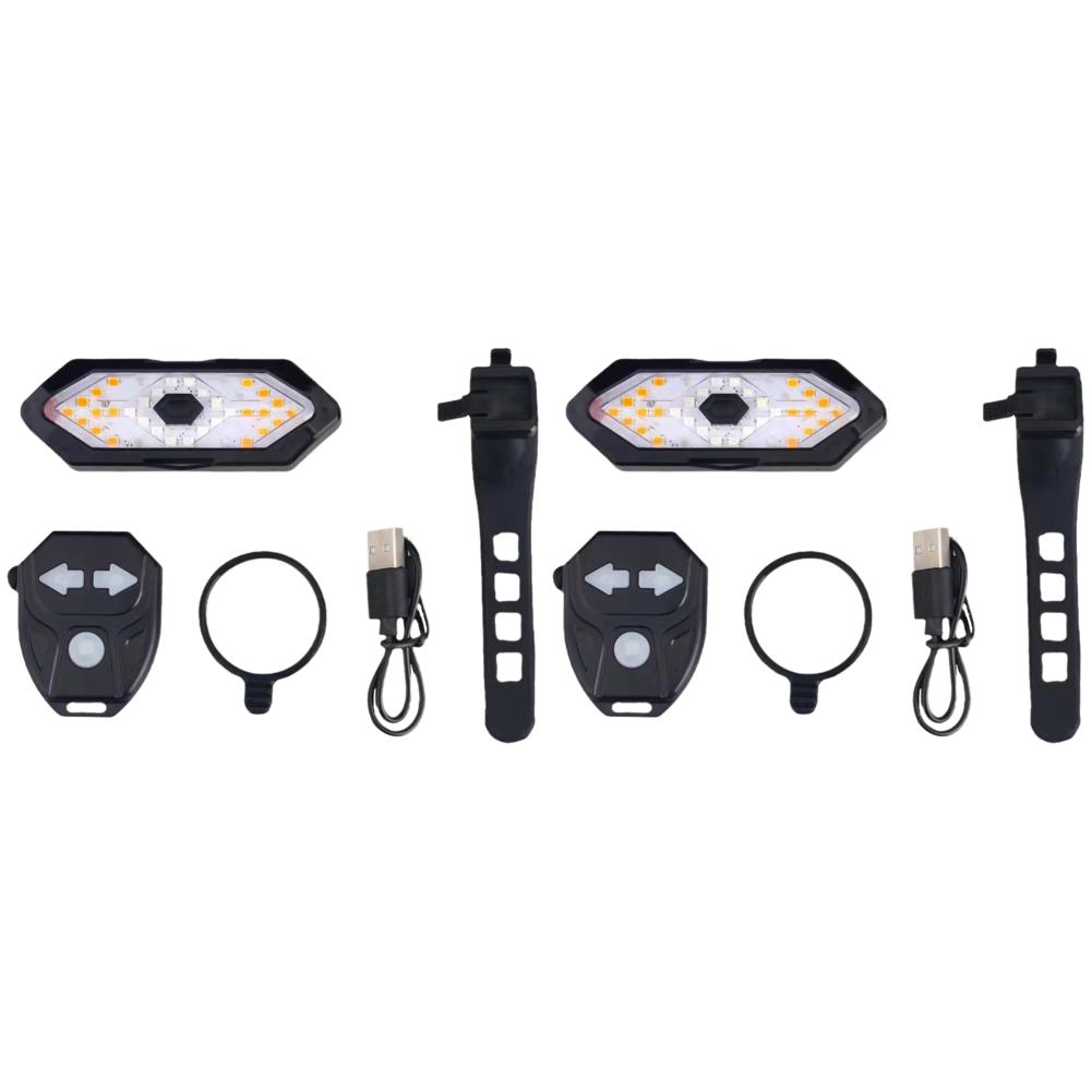 1/2Set Bike Turn Signal Lights Wireless Remote Control Bicycle Taillight LED Warning Tail Lamp USB Rechargeable Bike Accessories
