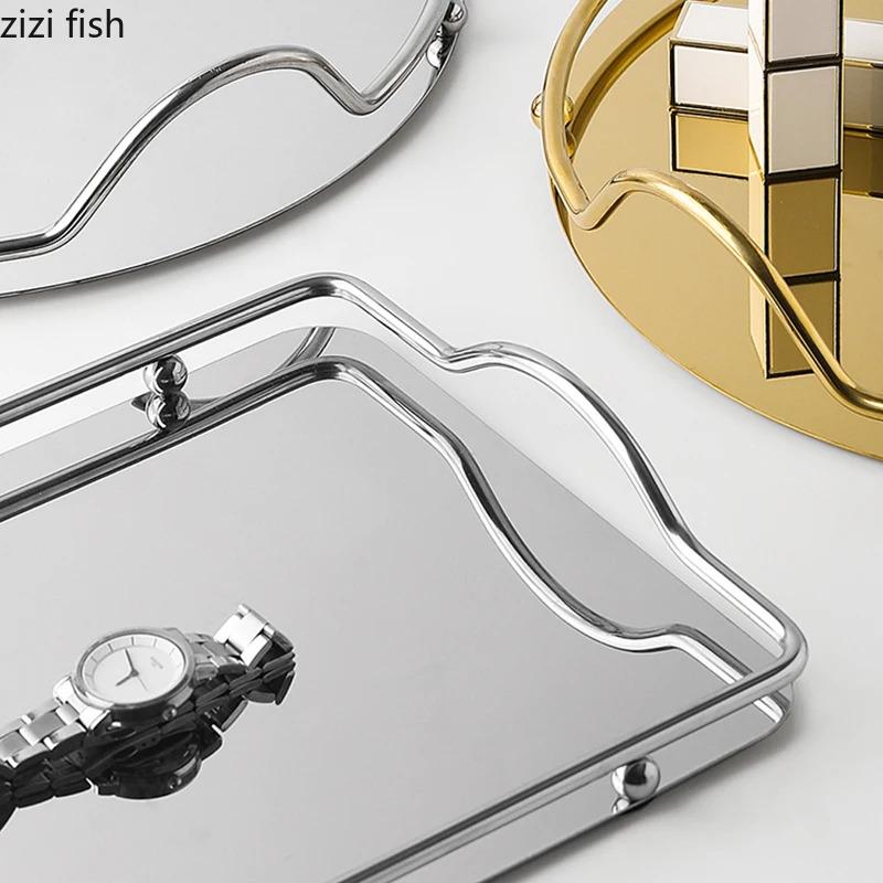 Modern Metal Fruit Tray Decorative Simple Perfume Organizer Plate Elegant Home Serving Dishes Bathroom Trays Storage Ornaments