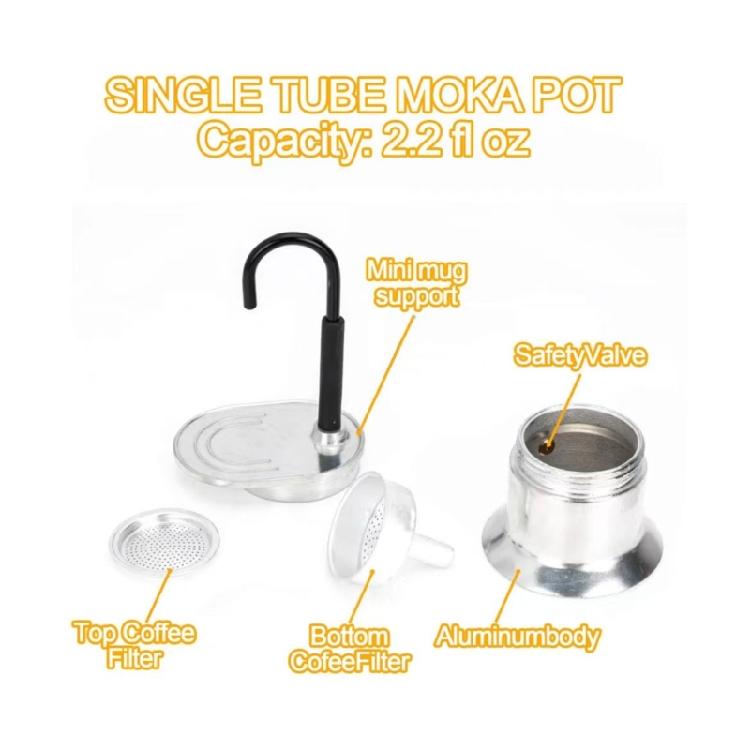 Portable Aluminum Coffee Pots 50Ml Stovetop Coffee Maker Perfect For Single Coffee Lover And Convenient Space