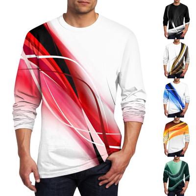 Herren T-Shirt O-Ausschnitt Kleidung Bekleidung Outdoor Langarm Print Mode Designer Vintage