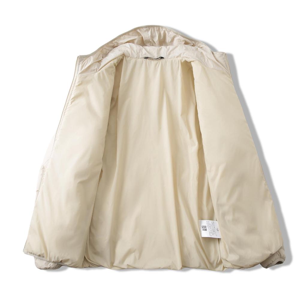 Men's Hooded Cotton Jacket with Mulberry Silk, Diamond Pattern, Winter Casual Outerwear.